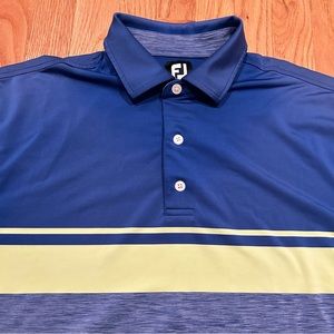 FOOTJOY FJ Blue Colorblock Golf Polo Short Sleeve Performance Shirt Mens Large L